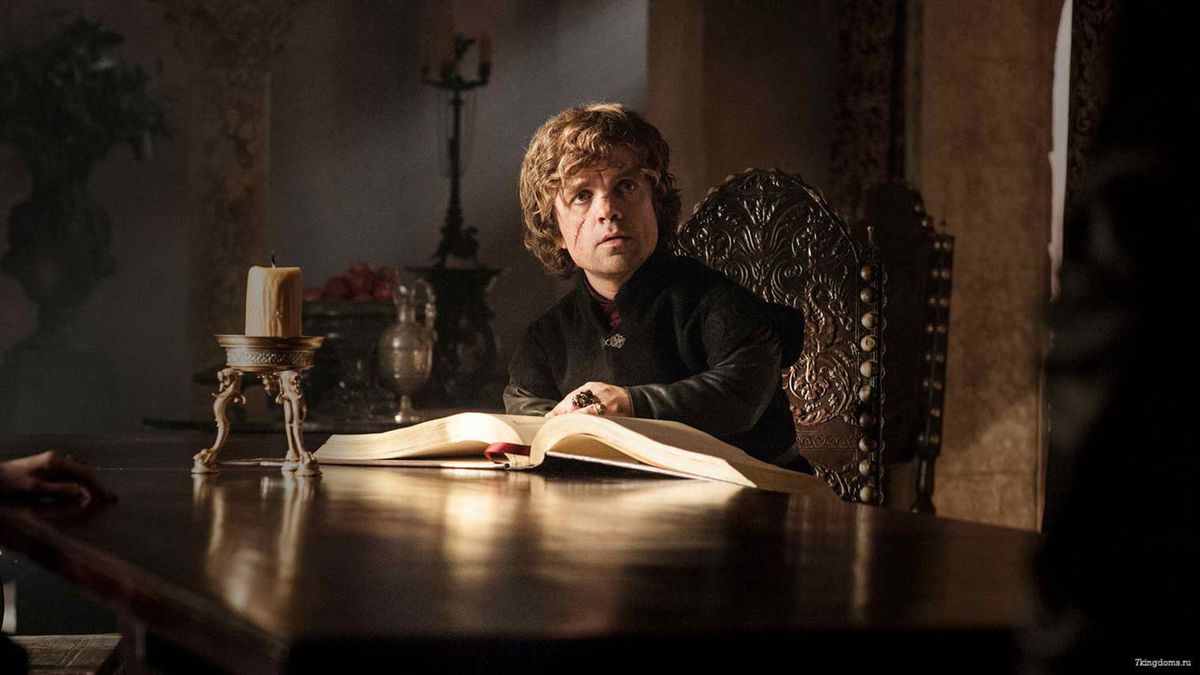 Tyrion reading game of thrones