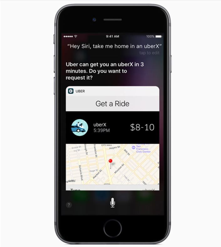 Siri ordering Uber ride