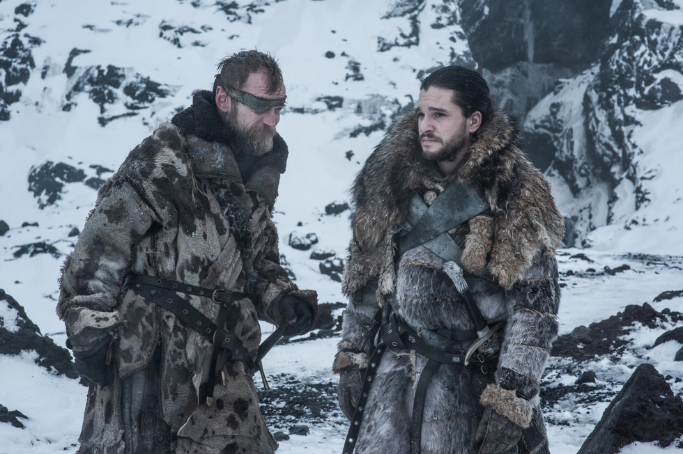 Game of Thrones season 7, episode 6: Beric Dondarrion and Jon Snow stand ready for battle