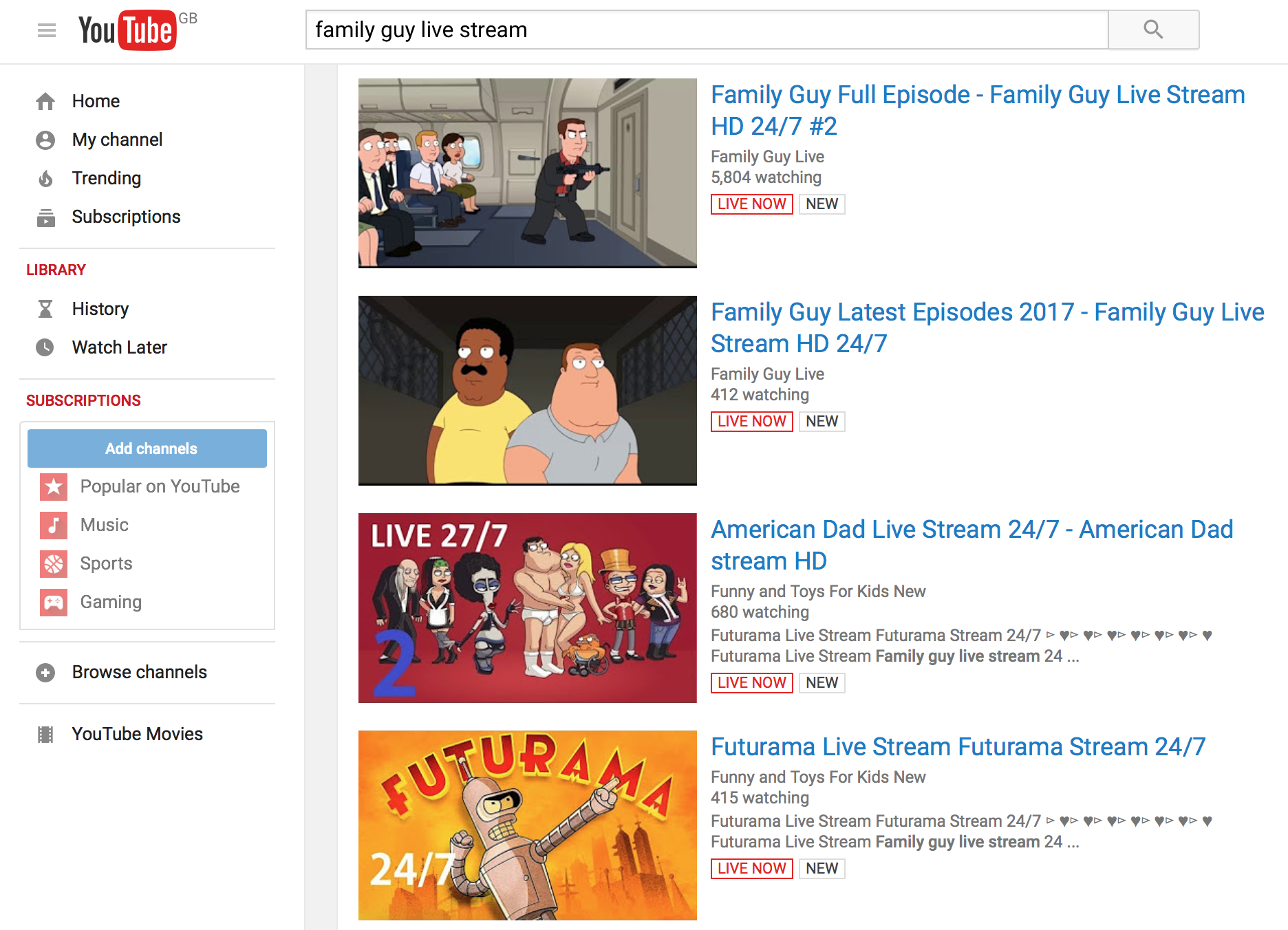 YouTube flooded with illegal 24 7 livestreams of The Simpsons