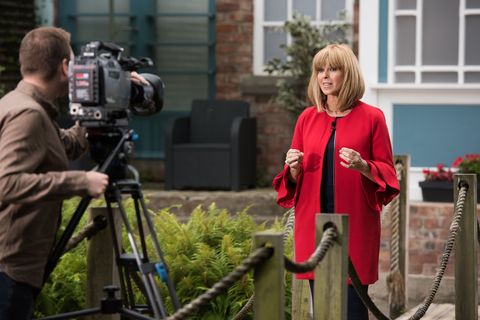 Kate Garraway arrives to report on the trial in Hollyoaks