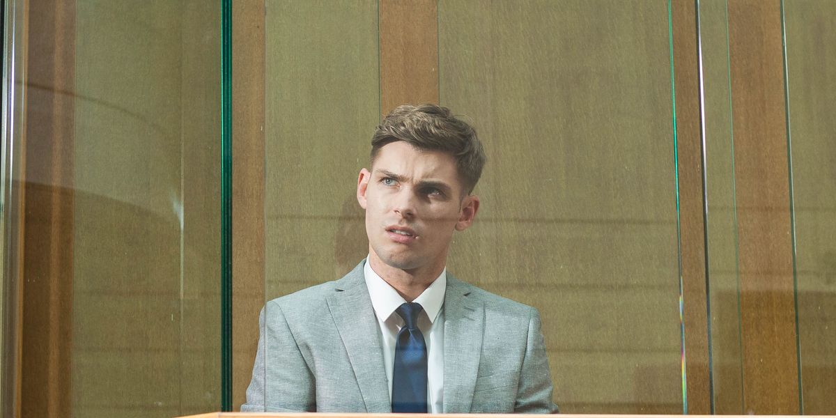 Ste Hay is baffled by James Nightingale's behaviour at his trial in Hollyoaks