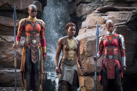 Black Panther, Okoye, Nakia, Ayo Black Panther, Okoye (Danai Gurira), Nakia (Lupita Nyong'o) and Ayo (Florence Kasumba)