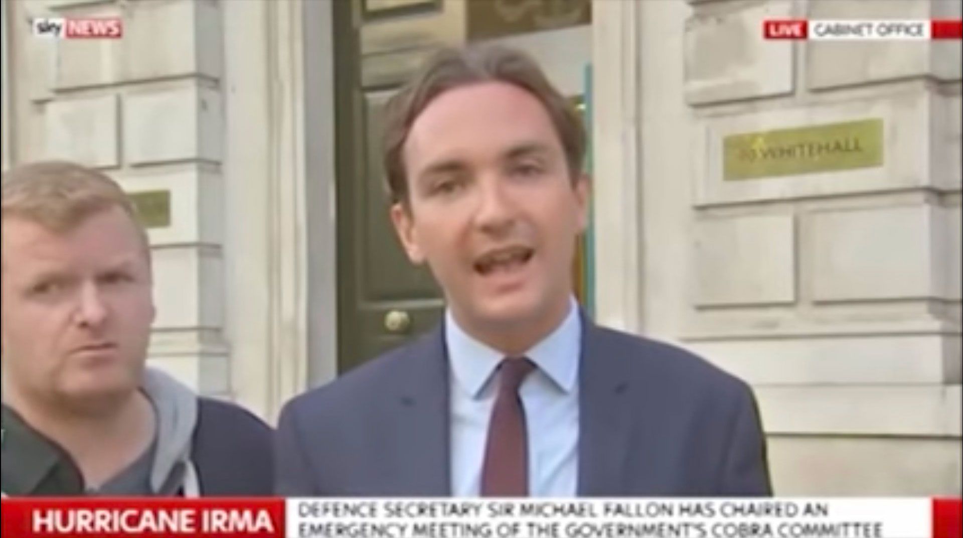 Live Sky News broadcast hilariously interrupted by passer-by asking  reporter random question