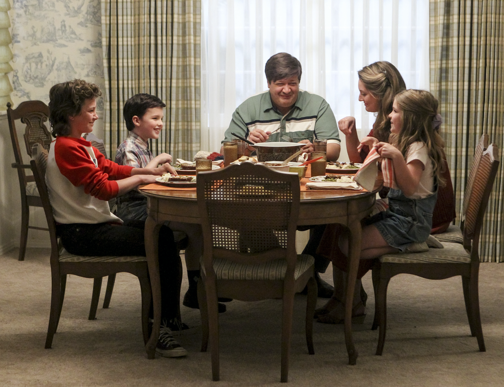 Montana Jordan as Georgie, Iain Armitage as Young Sheldon, Lance Barber as George, Sr, Zoe Perry as Mary and Raegan Revord as Missy. 9-year old Sheldon Cooper is a once-in-a-generation mind capable of advanced mathematics and science but learns that isn\\'t always helpful growing up in East Texas, a land where church and football are king, on the special series debut of the new comedy YOUNG SHELDON