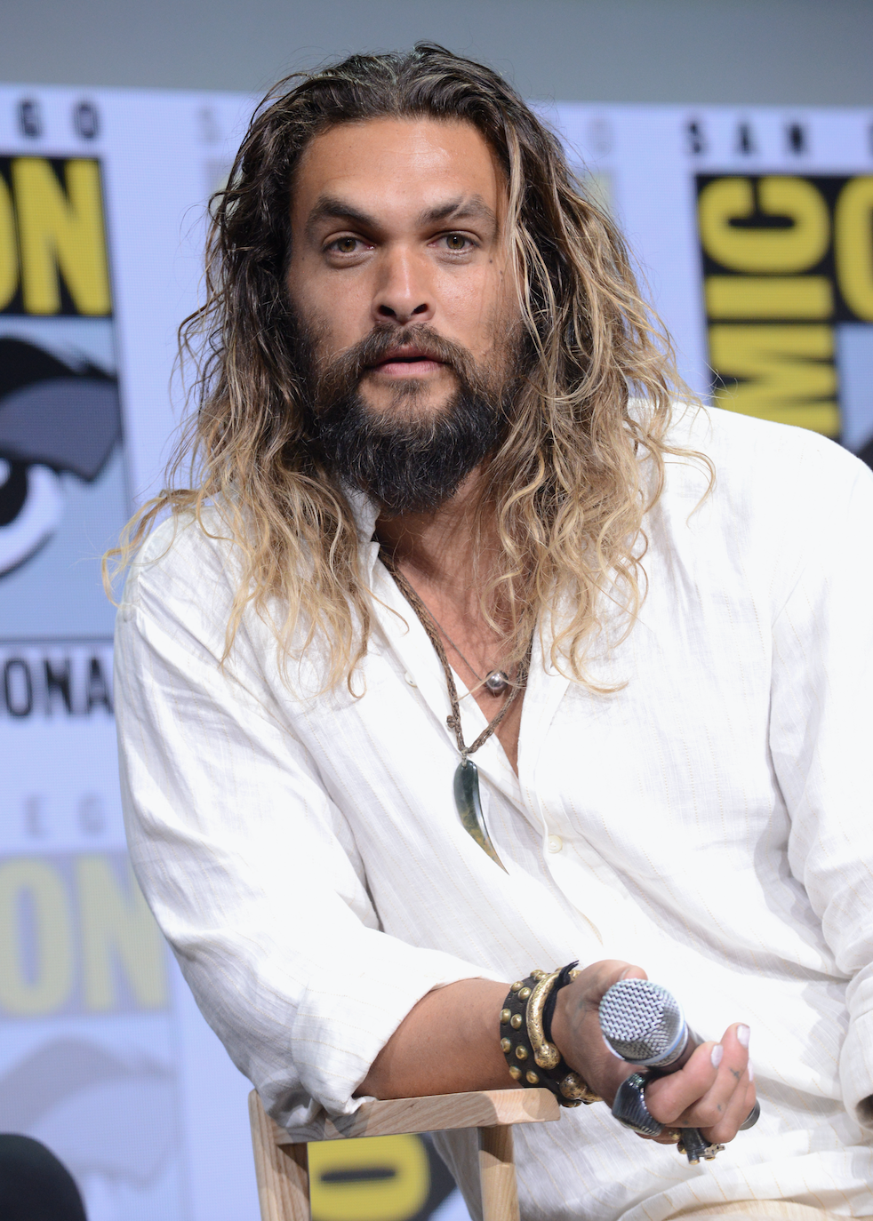 Jason Momoa reveals haircut tattoo Chief of war coming baby