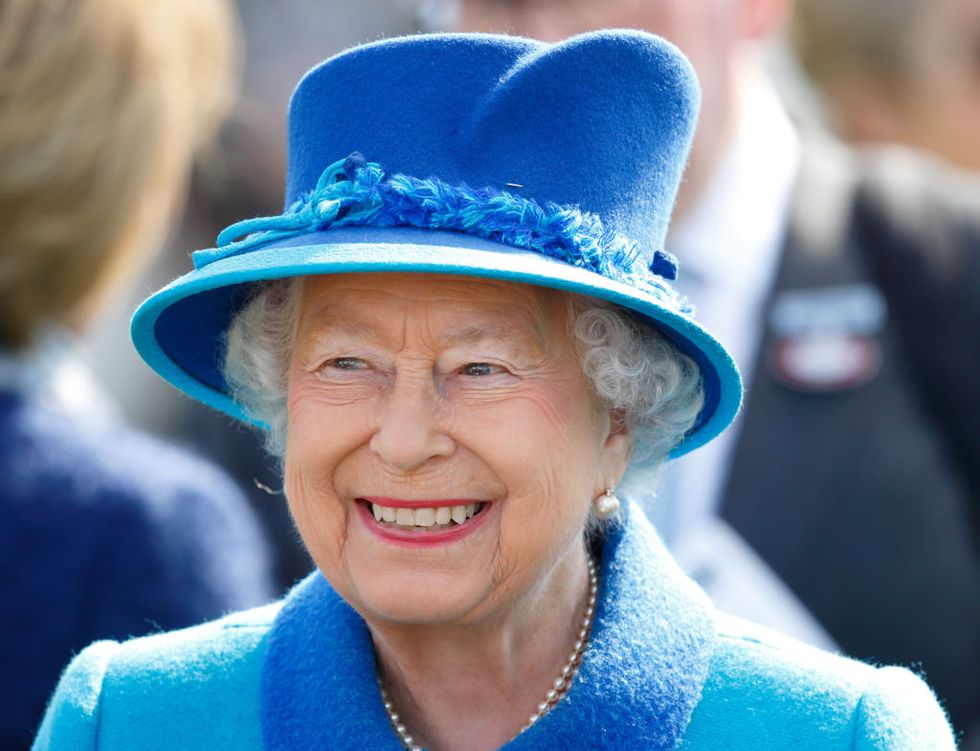 queen elizabeth ii smiling at newbury races, april 2017