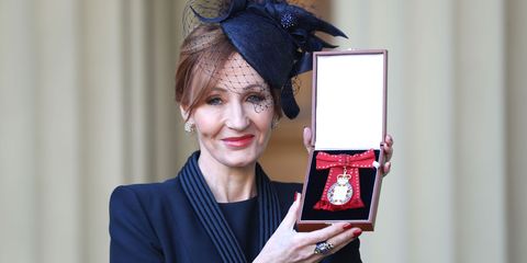 JK Rowling after she was made a Companion of Honour by the Duke of Cambridge during an Investiture ceremony at Buckingham Palace on December 12, 2017