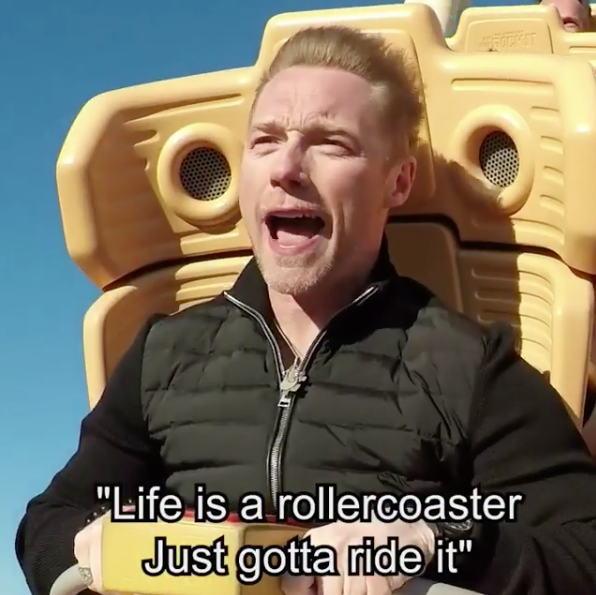 Watch Ronan Keating sing Life is a Rollercoaster while on a