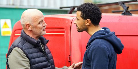 Luke Britton confronts Pat Phelan about his lies in Coronation Street