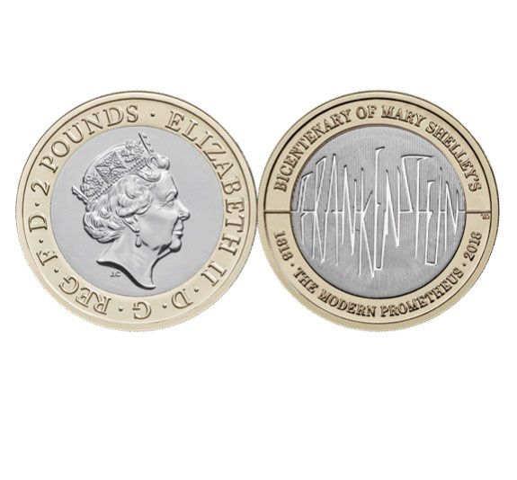 Royal Mint 2018 coin celebrates bicentenary of Mary Shelley's Frankenstein, 1818