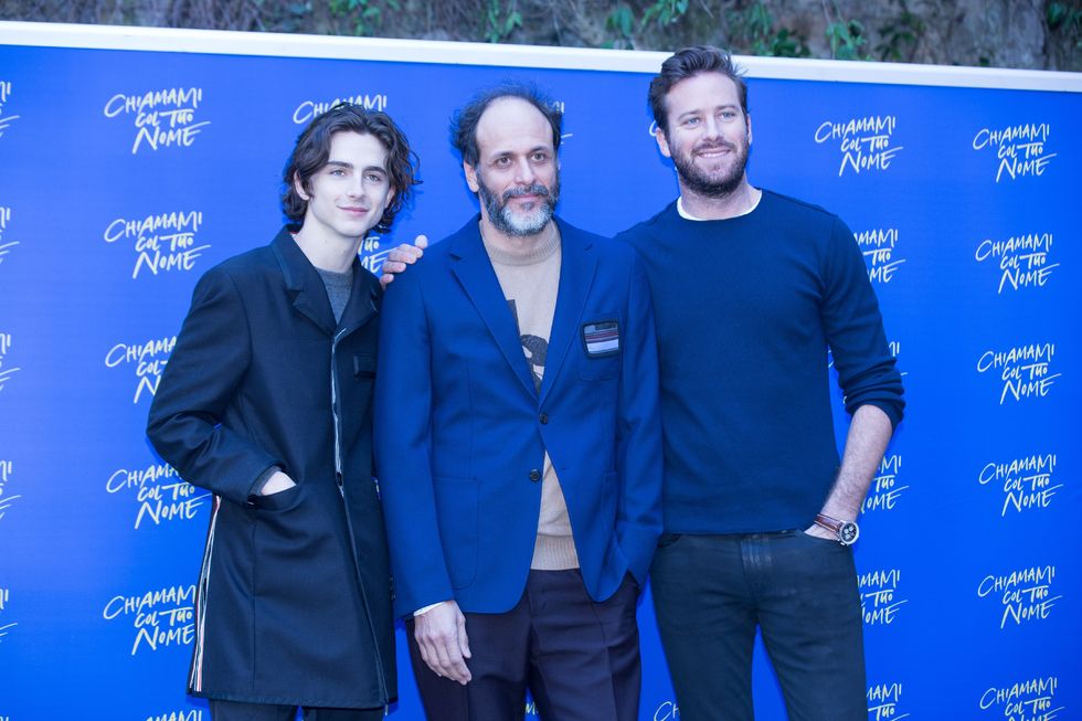 Call Me By Your Name's Timothée Chalamet, Luca Guadagnino and Armie Hammer