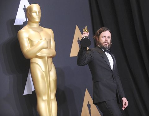Casey Affleck poses in the press room at the 89th annual Academy Awards at Hollywood & Highland Center