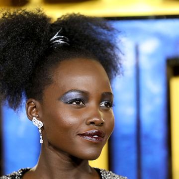 lupita nyong'o attends the european premiere of 'black panther' at eventim apollo