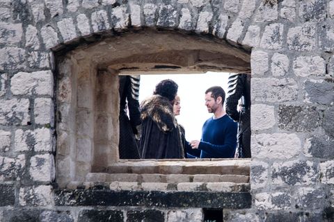 NO REUSE, Lena Headey as Cersei, Kit Harrington as Jon Snow, filming for Game of Thrones season 8 in Dubrovnik, Croatia