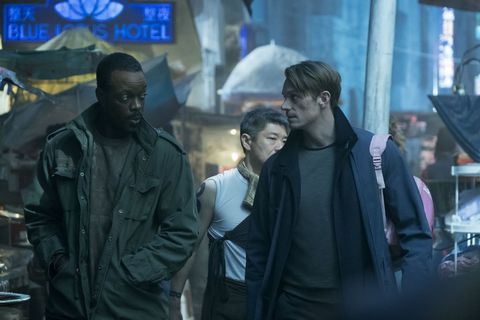 Ato Essandoh and Joel Kinnaman in Altered Carbon