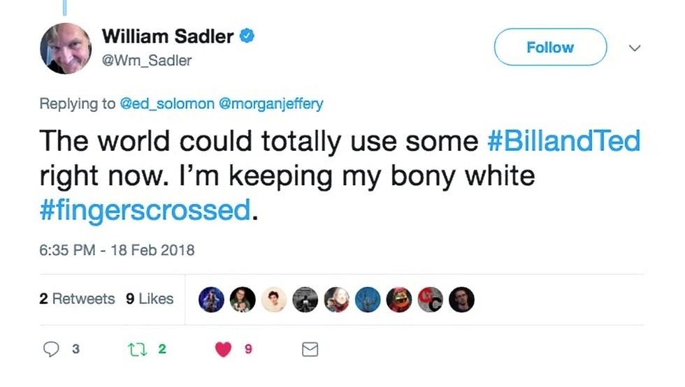 William Sadler tweet about Bill & Ted 3
