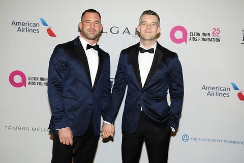 Steve Brockman and Russell Tovey attend the Elton John AIDS Foundation