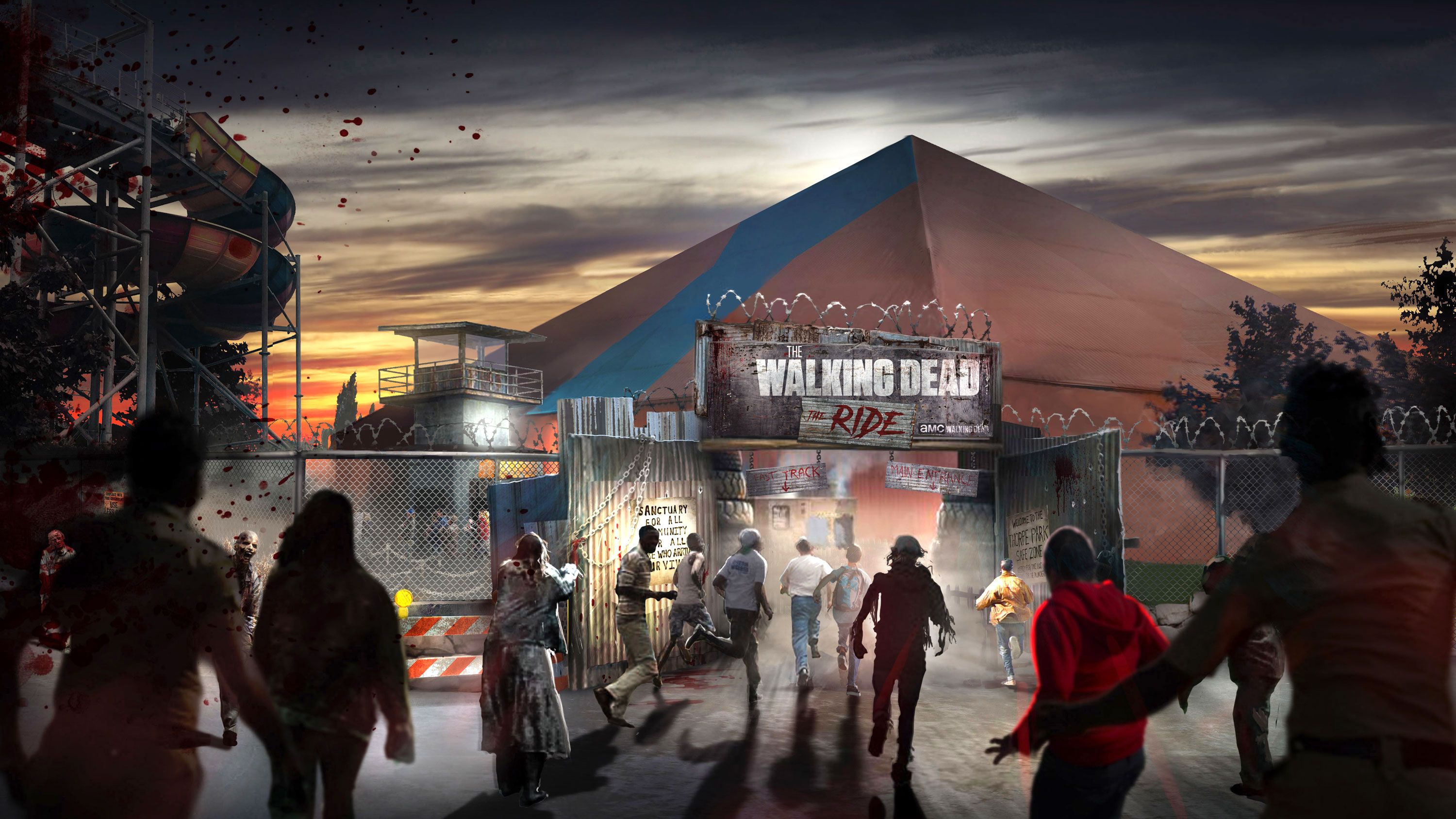 The Walking Dead Launches Its Own Rollercoaster At Thorpe Park - waddling to safety and not waddling to safety roblox flee
