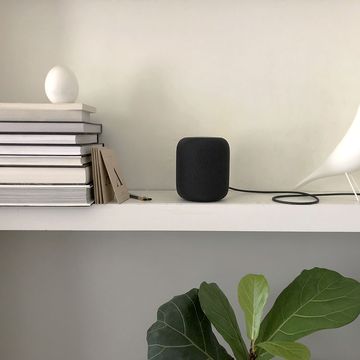 Apple HomePod smart speaker in situ, on shelf, Vitra bird