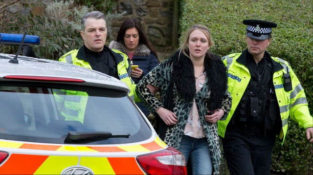 Emmerdale's Rebecca White is arrested for attacking Joe Tate in shock scenes
