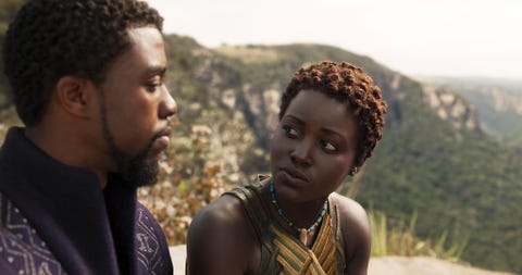 Chadwick Boseman as T'Challa, Lupita Nyong'o as Nakia, Plack Panther chadwick boseman as t'challa, lupita nyong'o as nakia, plack panther