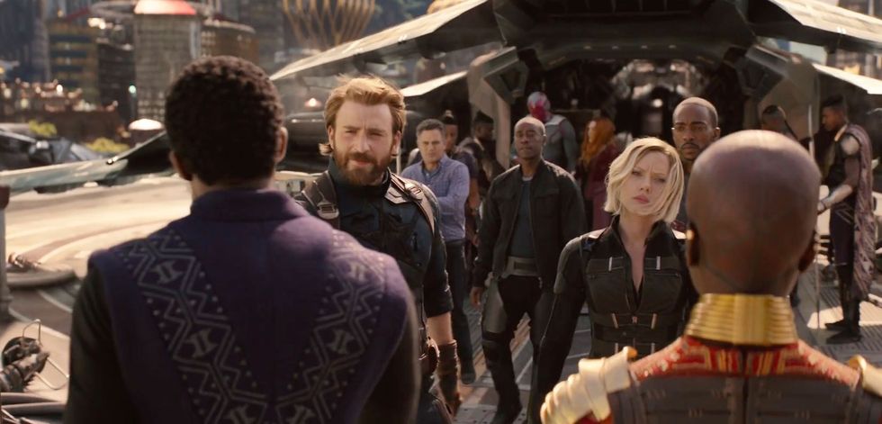 Black Panther, Captain America, Black Widow, Okoye, Avengers Infinity War trailer