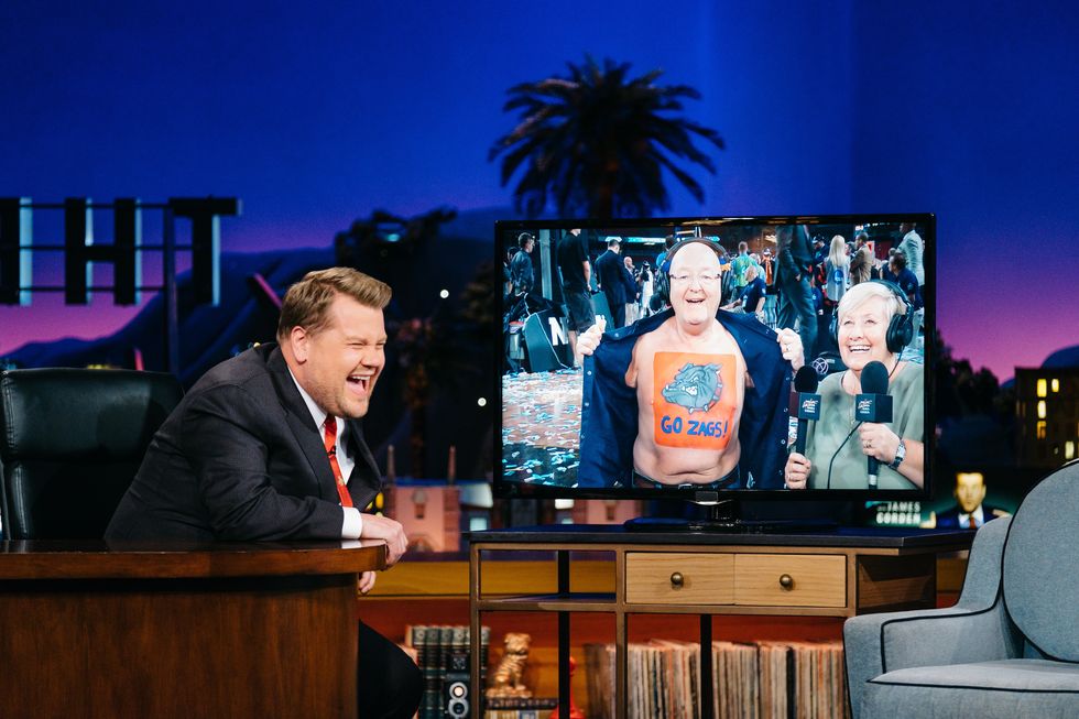 james corden checks in with his parents, malcolm and margaret corden, during 'the late late show with james corden'