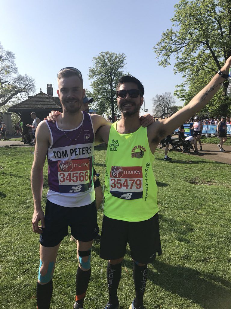 Matt Campbell (right) during London Marathon 2018