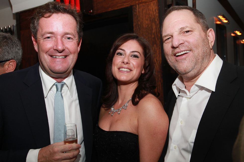 Piers Morgan, author Katie Nicholl and Harvey Weinstein pictured in 2009