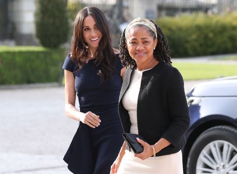 Meghan Markle and her mother Doria Ragland arrive at Cliveden House Hotel the night before her wedding