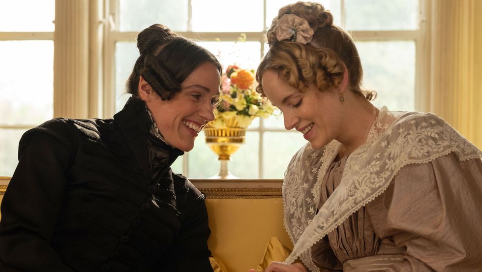 suranne jones as anne lister and sophie rundle as ann walker in gentleman jack for the bbc