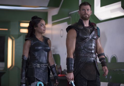 Chris Hemsworth and Tessa Thompson in Thor Ragnarok
