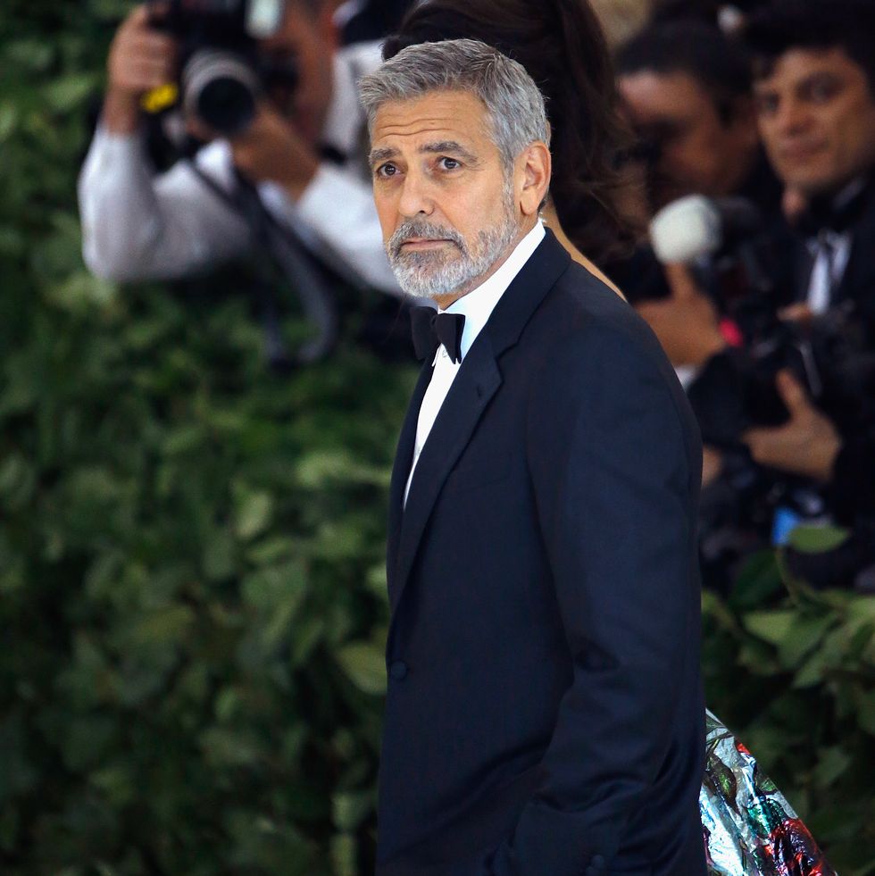 george clooney at heavenly bodies fashion  the catholic imagination costume institute gala at the metropolitan museum of art on may 7, 2018