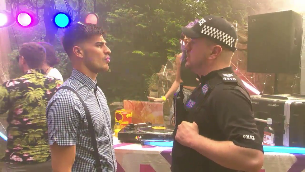 Romeo Quinn faces the police in Hollyoaks