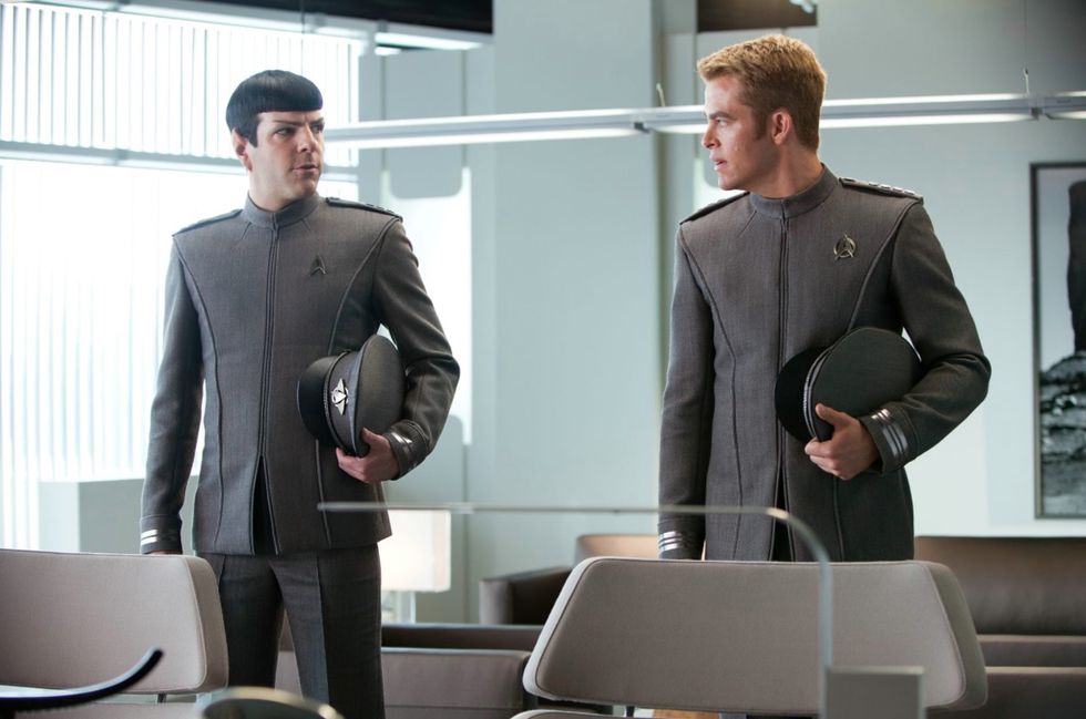 Spock and Kirk in Star Trek Into Darkness [2013]