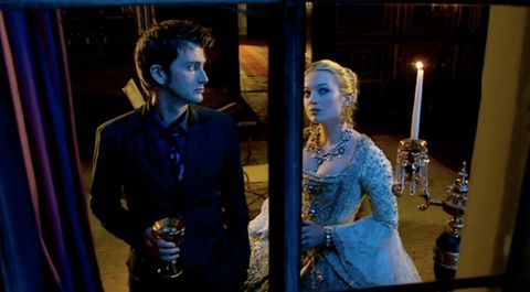 david tennant and sophia myles in doctor who, the girl in the fireplace