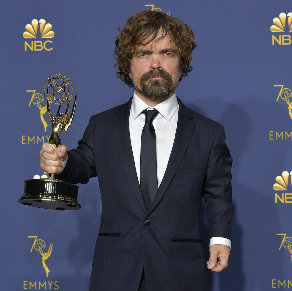 peter dinklage accepts the outstanding supporting actor in a drama series award for 'game of thrones' during the 70th emmy awards