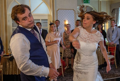 Corrie S Tracy Barlow Punched Steve Mcdonald At Their Wedding And Image Itv Tracy Barlow And Steve Mcdonald S Wedding