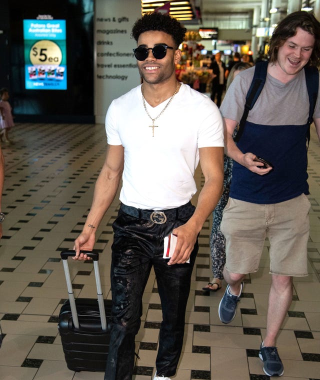 Malique Thompson-Dwyer, arriving in Australia for I'm Celebrity Get Me Out Of Here