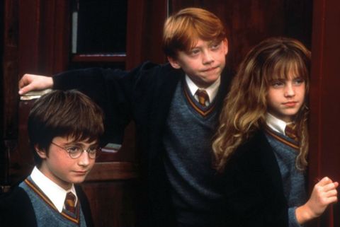 daniel radcliff, rupert grint and emma watson in harry potter and the philosopher's stone