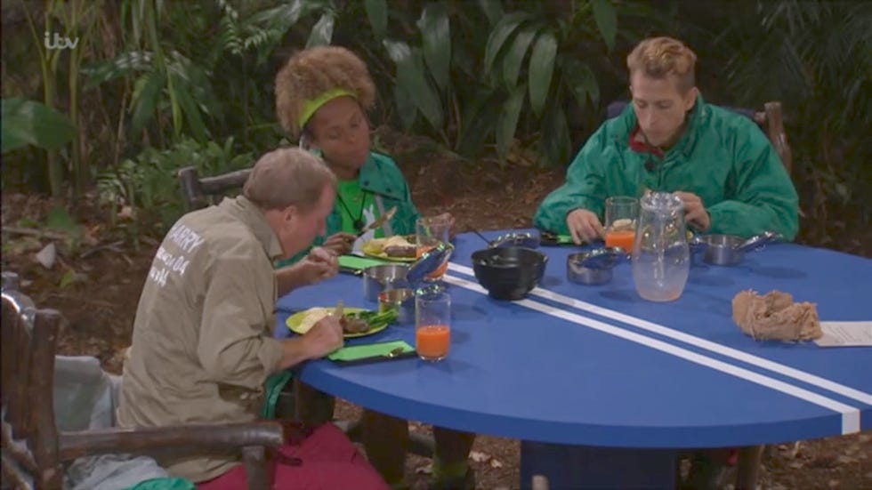 I'm a Celebrity 11/29/18 row: Fleur East, James McVey eating sausage