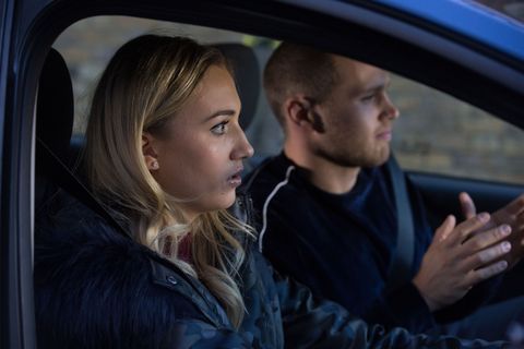Louise Mitchell gets another driving lesson from Keanu Taylor in EastEnders