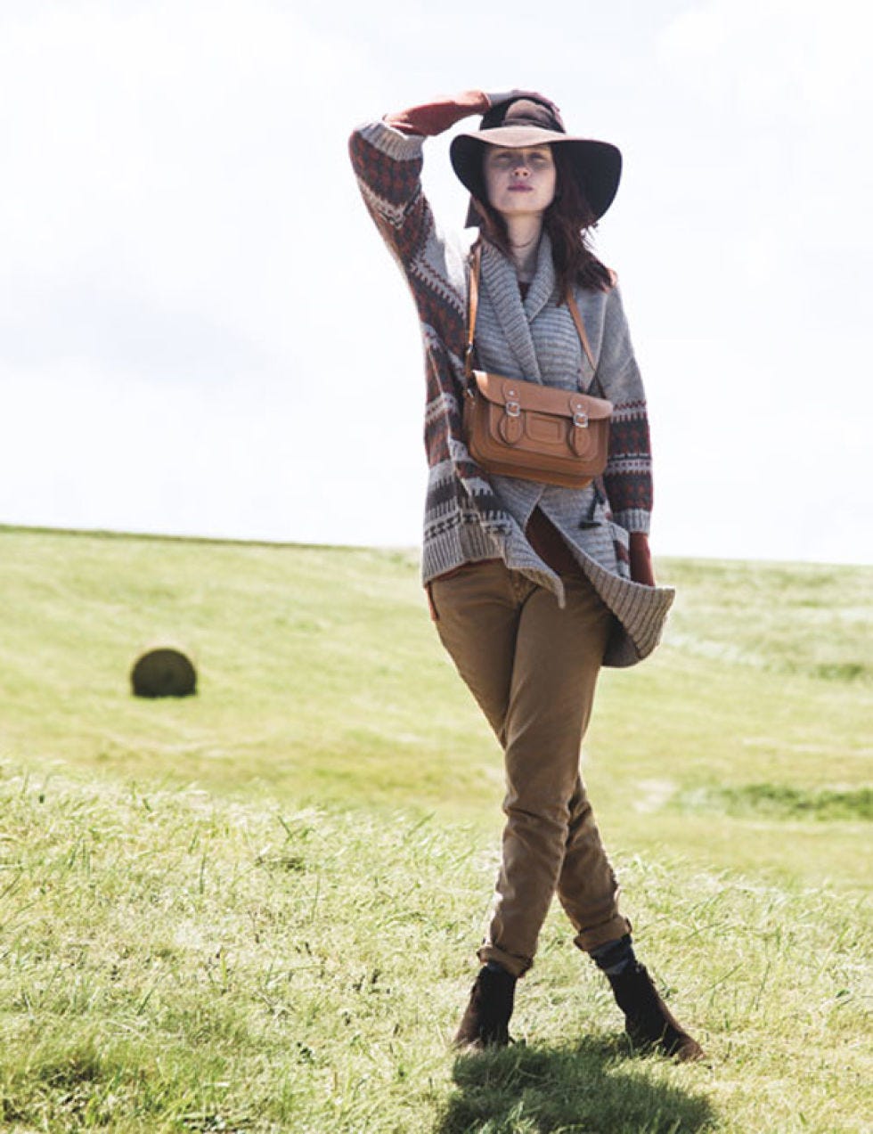 Hat, Brown, Sleeve, Trousers, Textile, Khaki, Shoe, Outerwear, Plain, Bag, 