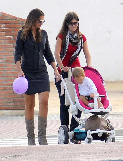 Product, Baby carriage, Outerwear, Balloon, Baby Products, Boot, Street fashion, Scarf, Long hair, Blond, 