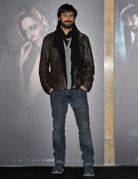Nose, Jacket, Sleeve, Trousers, Human body, Denim, Jeans, Facial hair, Textile, Standing, 
