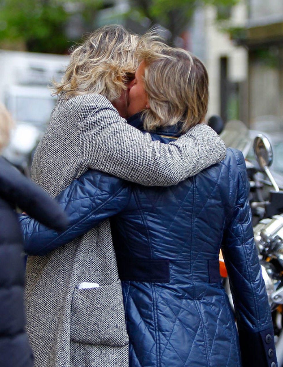Motorcycle, Jacket, Coat, Interaction, Street fashion, Back, Blond, Love, Romance, Auto part, 
