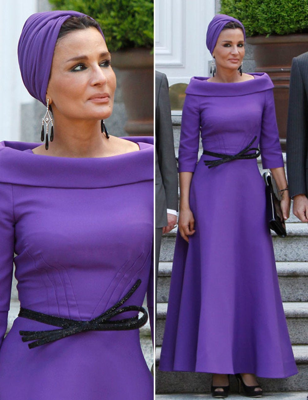 Clothing, Nose, Blue, Hairstyle, Purple, Dress, Violet, Lavender, Formal wear, Pink, 