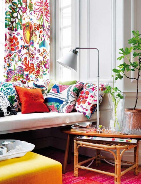Room, Interior design, Furniture, Table, Orange, Living room, Interior design, Home, Fixture, Pillow, 