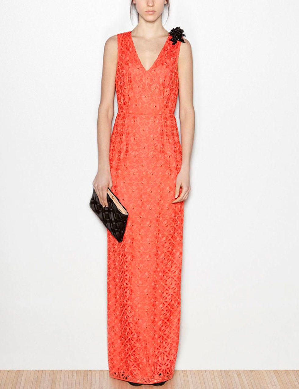 Clothing, Sleeve, Dress, Shoulder, Joint, Red, One-piece garment, Formal wear, Style, Pattern, 